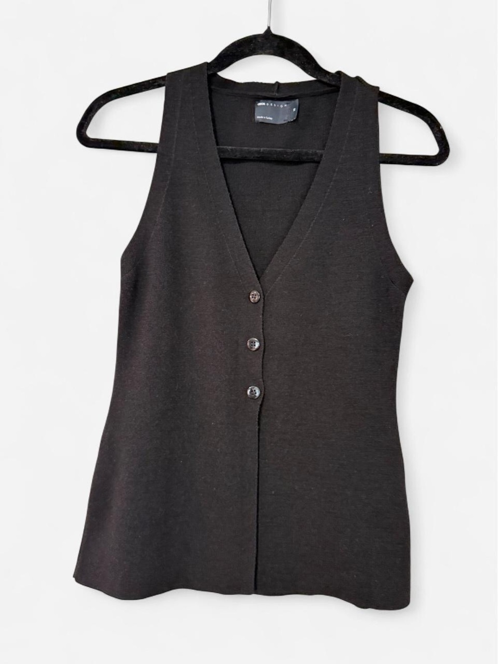 ASOS Black button up vest top XS